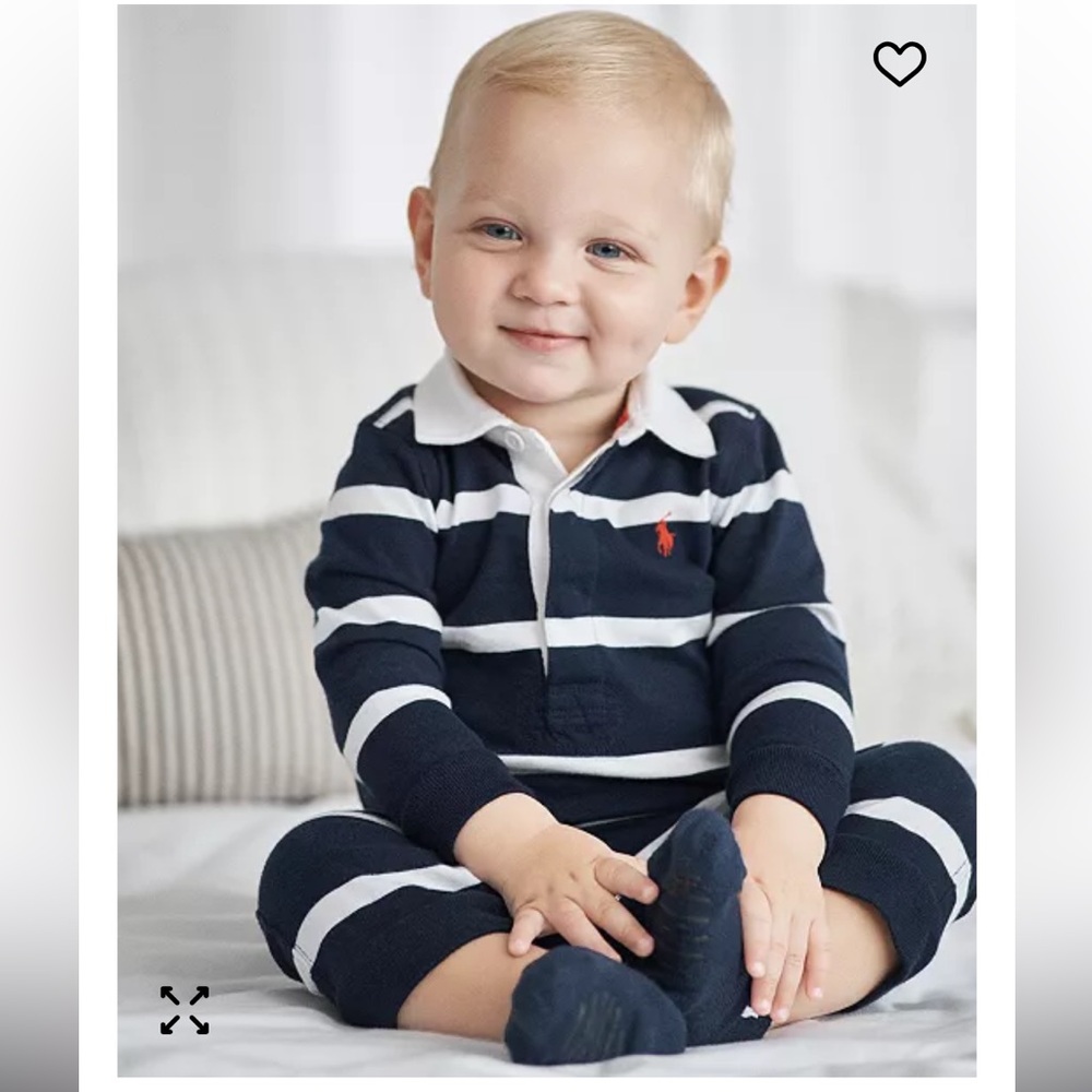 Ralph Lauren Striped Navy and White baby one piece